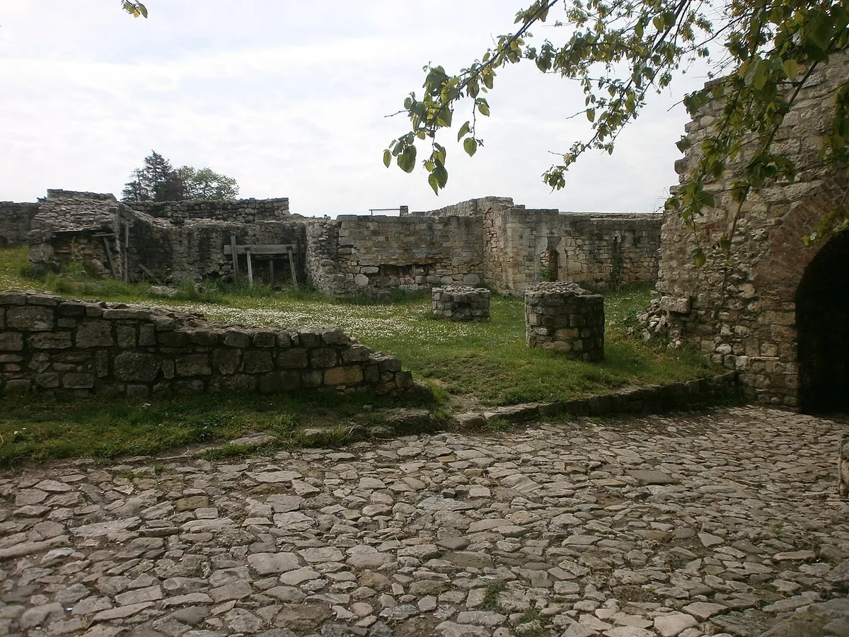De Kalemegdan-vesting van Belgrado boven de samenvloeiing van de Sava en de Donau